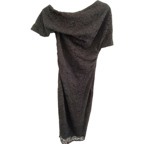 ASOS Off The One Shoulder Lace Midi Dress Size 6 Goth Grunge Party LBD - Picture 4 of 12